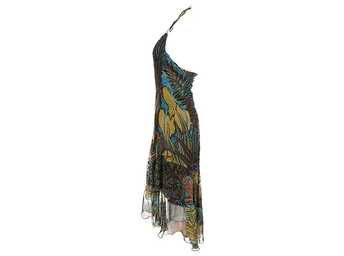 Max Mara Bedrucktes Halterneck-Midikleid aus grüner Seide - Ansicht 2