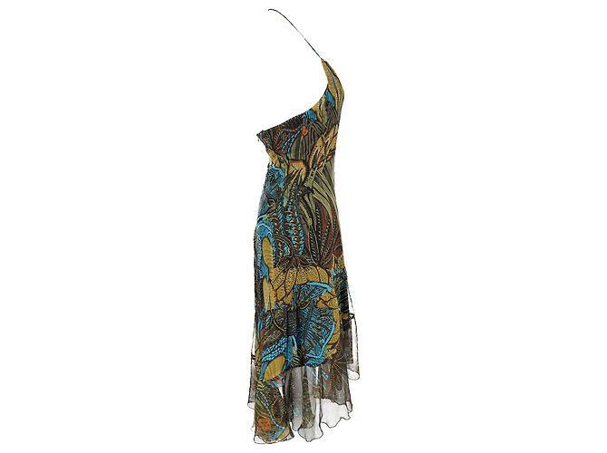 Max Mara Bedrucktes Halterneck-Midikleid aus grüner Seide - Ansicht 4
