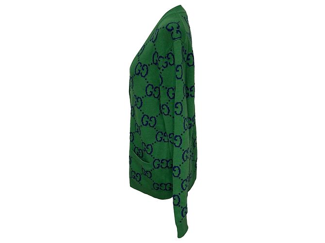 Gucci GG Strickjacke aus grüner Wolle - Ansicht 2