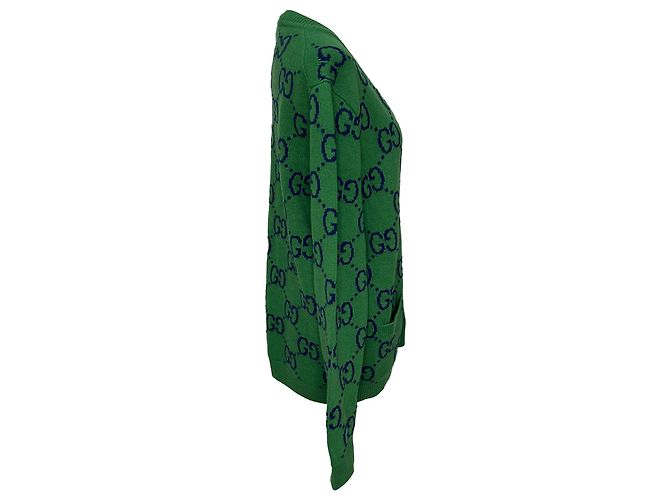 Gucci GG Strickjacke aus grüner Wolle - Ansicht 4