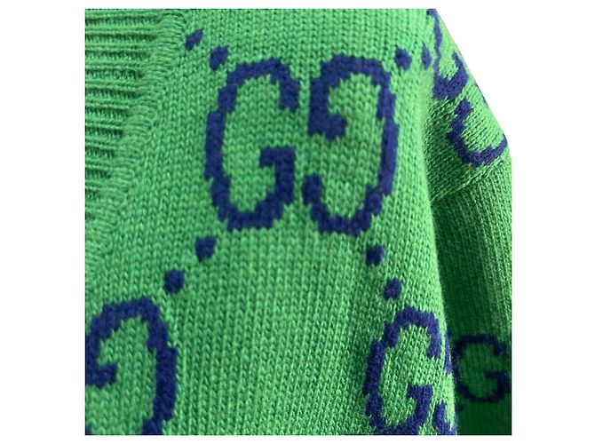 Gucci GG Strickjacke aus grüner Wolle - Ansicht 5