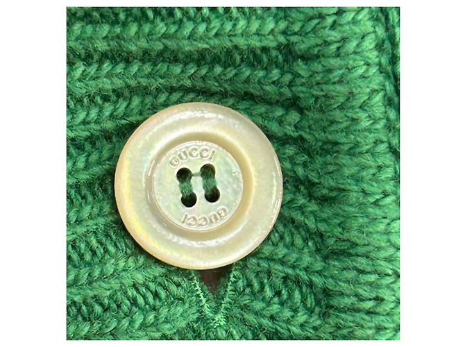 Gucci GG Strickjacke aus grüner Wolle - Ansicht 8