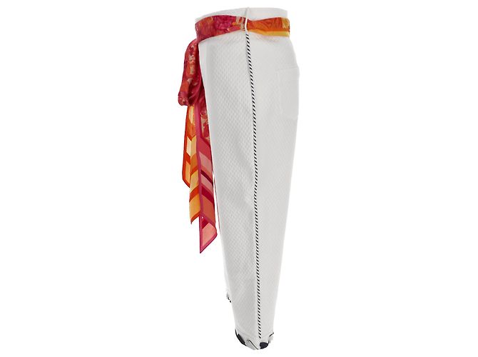Zimmermann Gürtel-Straight-Leg Cropped Hose aus weißer Baumwolle - Ansicht 2