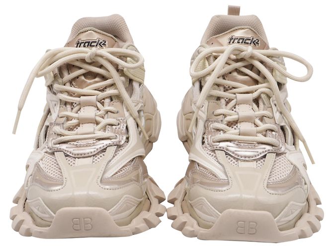 Baskets Track Balenciaga en polyuréthane Ecru Blanc Écru - vue 2