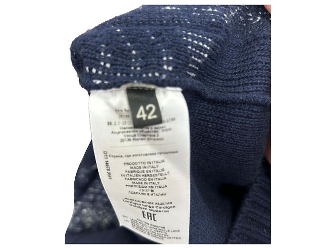 Cárdigan Etro en lana azul marino con cinturón de jacquard - vista 6
