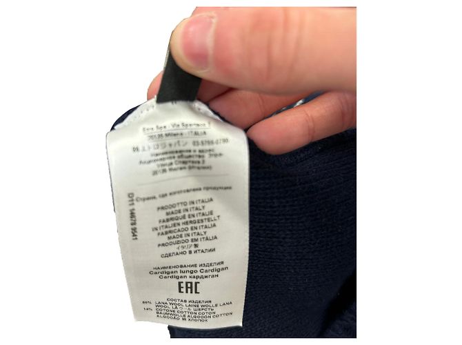 Cárdigan Etro en lana azul marino con cinturón de jacquard - vista 7