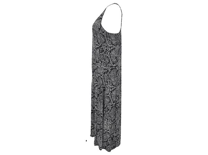 Vestido maxi de georgette con estampado paisley Theory en seda negra Negro - vista 2
