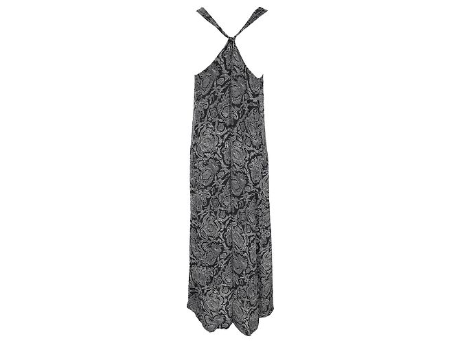 Vestido maxi de georgette con estampado paisley Theory en seda negra Negro - vista 3