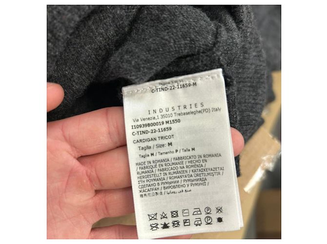 Sweat à capuche zippé Moncler en laine grise - vue 13