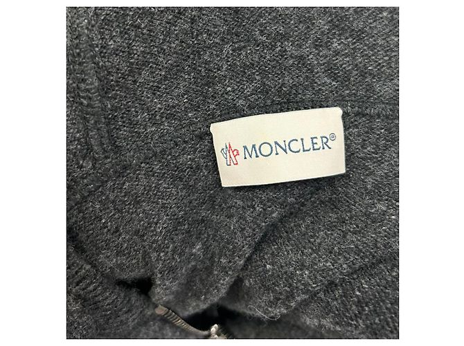 Sweat à capuche zippé Moncler en laine grise - vue 15