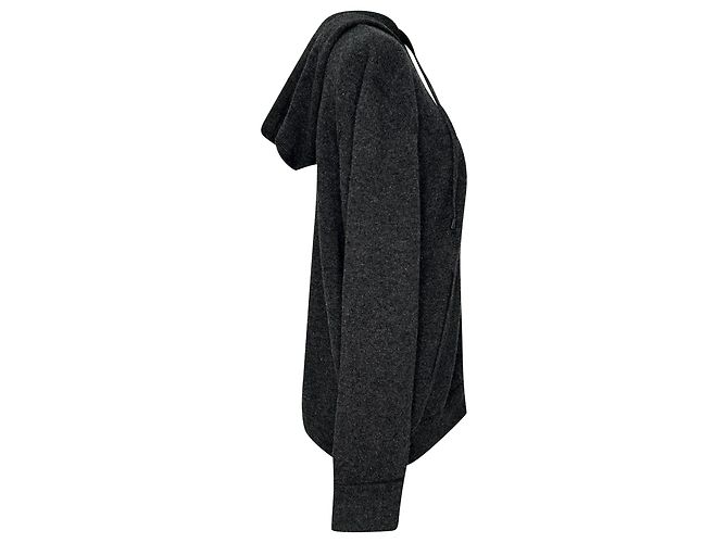 Sweat à capuche zippé Moncler en laine grise - vue 2