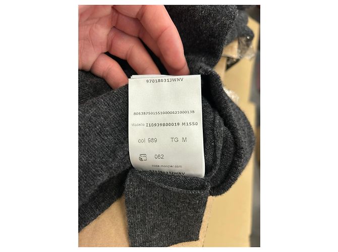 Sweat à capuche zippé Moncler en laine grise - vue 3