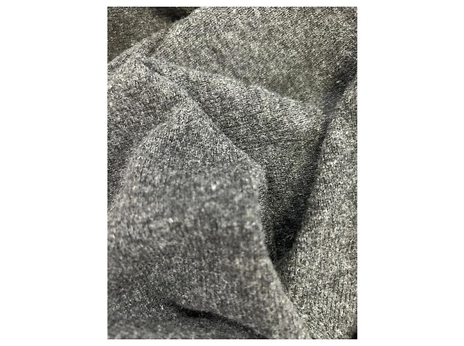 Sweat à capuche zippé Moncler en laine grise - vue 6