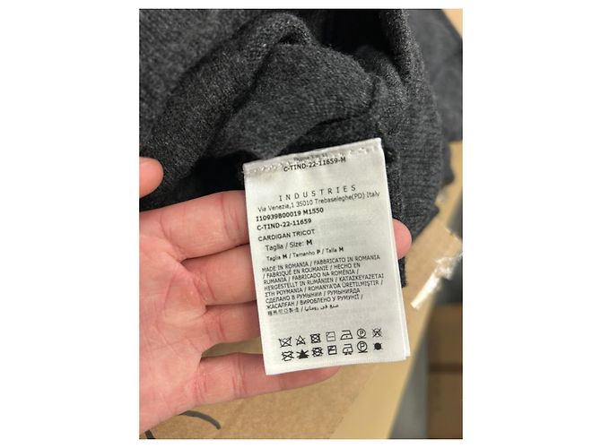 Sweat à capuche zippé Moncler en laine grise - vue 8