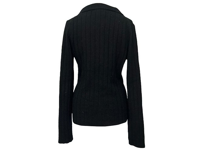 Khaite Hans gerippter Polo-Strickpullover aus schwarzem Kaschmir - Ansicht 3