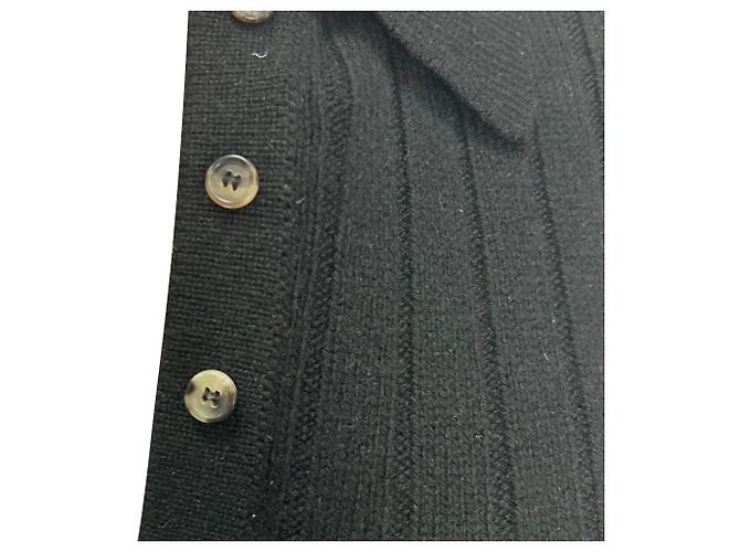Khaite Hans gerippter Polo-Strickpullover aus schwarzem Kaschmir - Ansicht 9