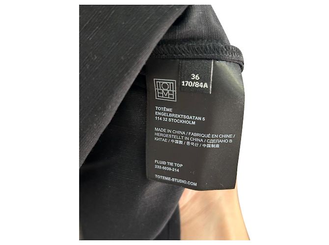 Camicia oversize fluida con fiocco in lyocell nero Totême - vista 5