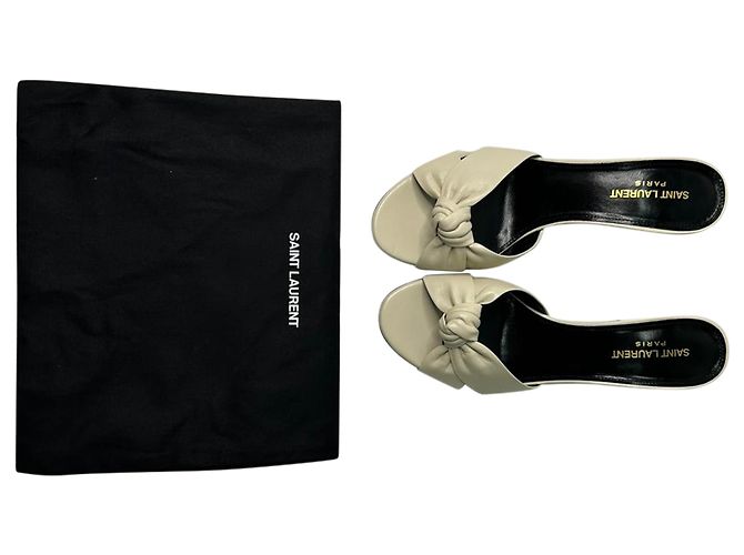 Saint Laurent Bianca Pantoletten aus weißem Leder - Ansicht 4