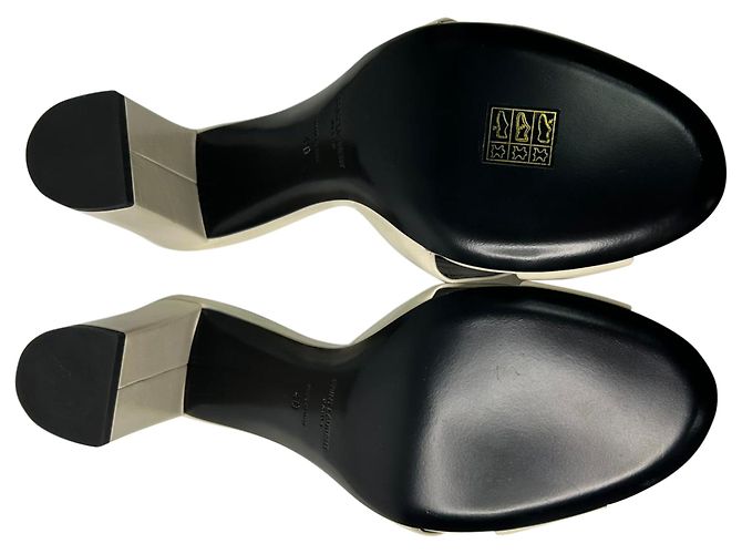 Saint Laurent Bianca Pantoletten aus weißem Leder - Ansicht 7