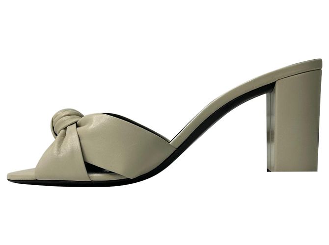 Saint Laurent Bianca Pantoletten aus weißem Leder - Ansicht 9