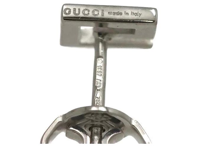 Orecchini Gucci Logo G Oro Bianco 18K Argento - vista 4