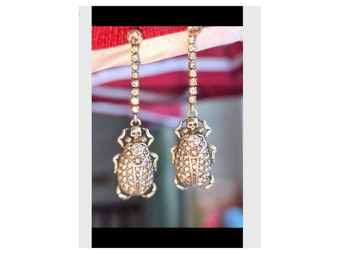 Alexander McQueen Orecchini Scarabeo Egyptian Revival Argento - vista 2