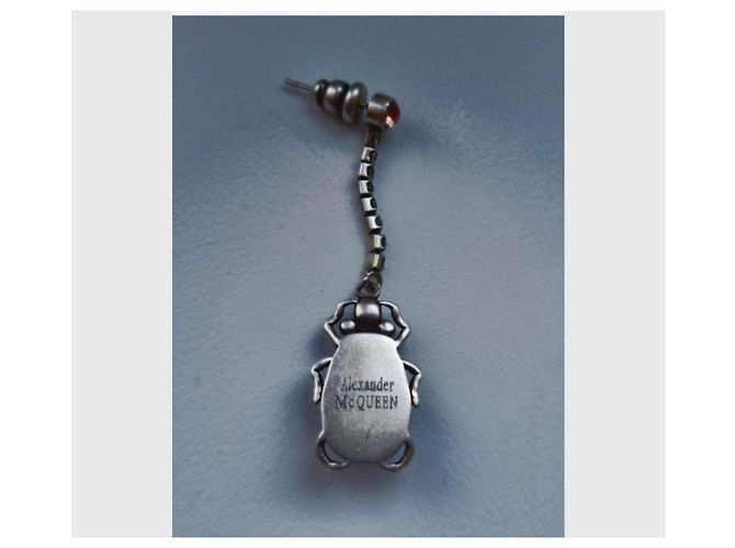Alexander McQueen Orecchini Scarabeo Egyptian Revival Argento - vista 7
