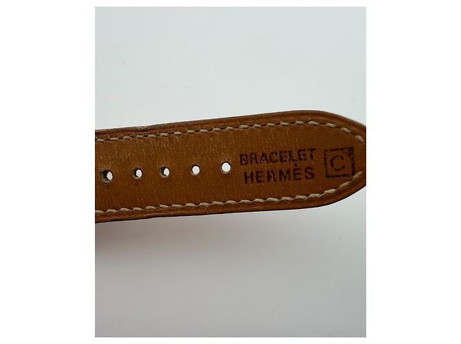 Relógio Hermès H Hour em aço com pulseira de couro castanho Marrom Hardware prateado - vista 4