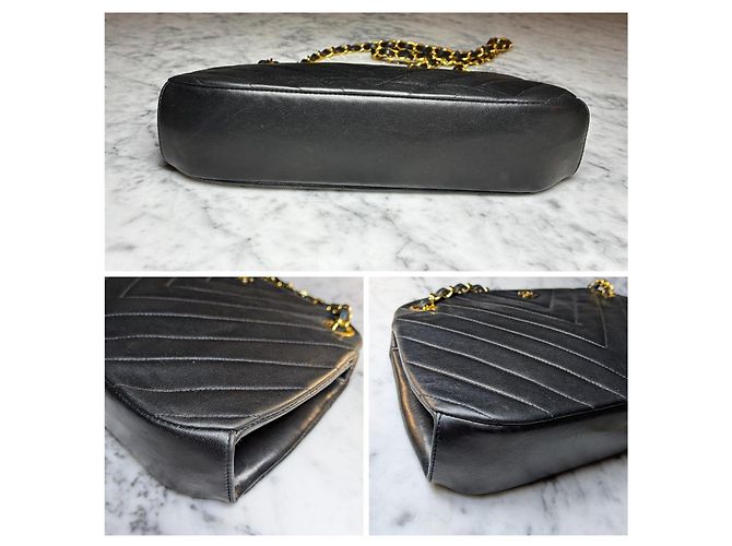 Timeless Borsa Chanel Chevron in pelle di agnello nera Nero - vista 7