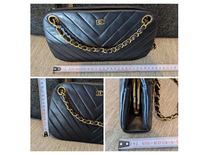 Timeless Borsa Chanel Chevron in pelle di agnello nera Nero - vista 9