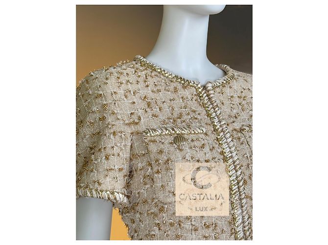 Chanel Chaqueta Iconic de Tweed Beige Arena Primavera 2019 Dorado - vista 6