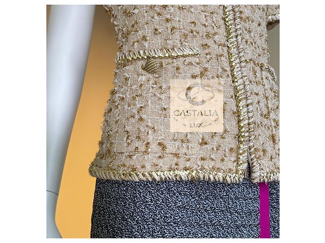 Chanel Chaqueta Iconic de Tweed Beige Arena Primavera 2019 Dorado - vista 7