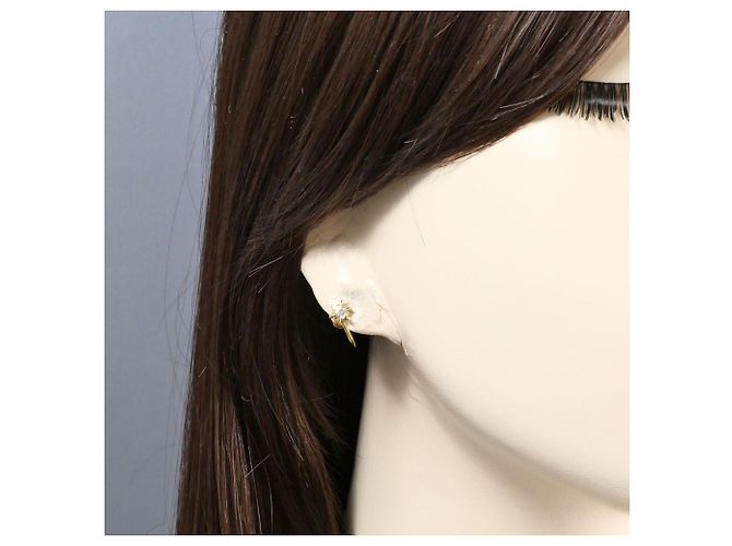 Autre Marque Brinco de clip em ouro amarelo 18K com um único diamante Dourado - vista 4