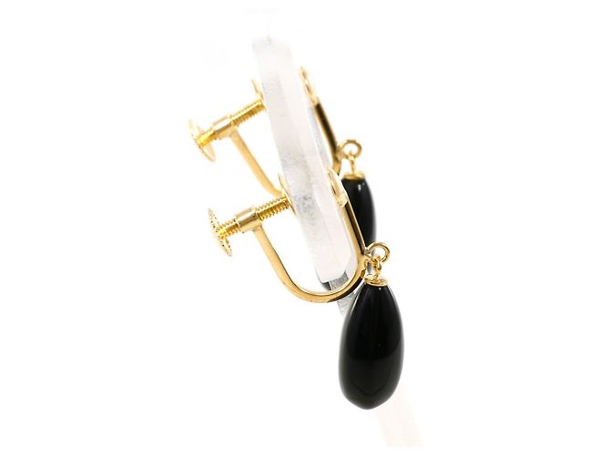 Autre Marque Orecchini a clip in oro giallo 18K con onice D'oro - vista 2