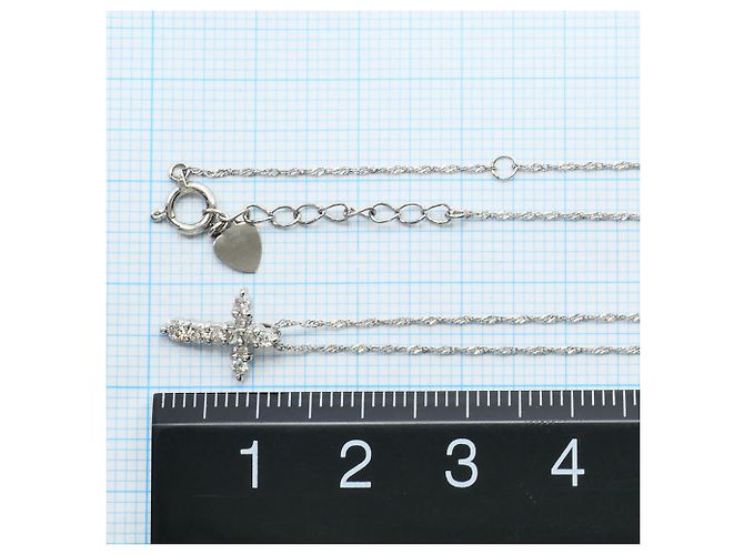 Autre Marque Platinhalskette PT900/PT850 mit Diamant - Ansicht 4
