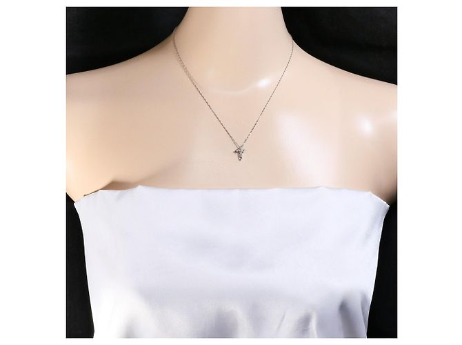 Autre Marque Platinhalskette PT900/PT850 mit Diamant - Ansicht 5