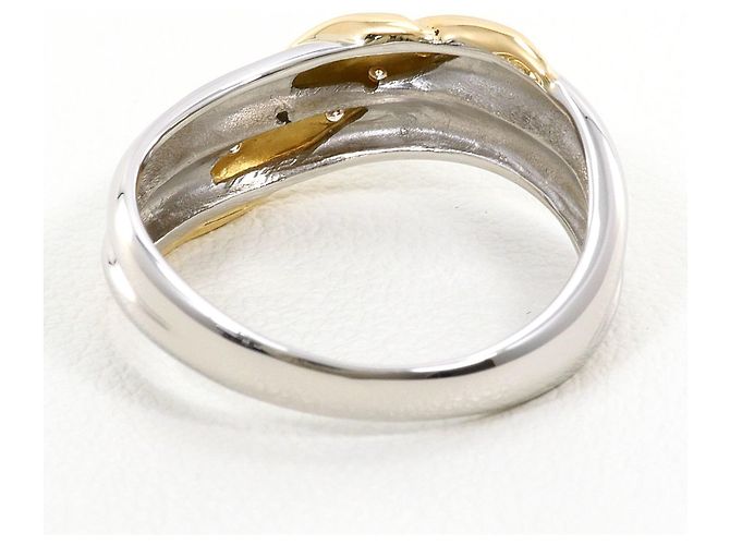 Autre Marque Platin- und Gelbgold-Ring mit Diamant Golden - Ansicht 4