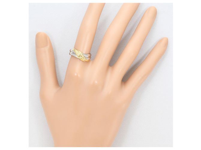 Autre Marque Platin- und Gelbgold-Ring mit Diamant Golden - Ansicht 7