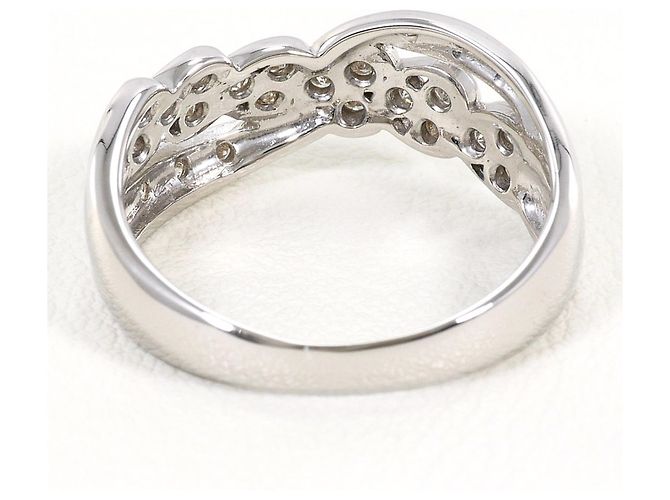 Autre Marque Anillo de banda en oro blanco de 18K con diamante Dorado - vista 4