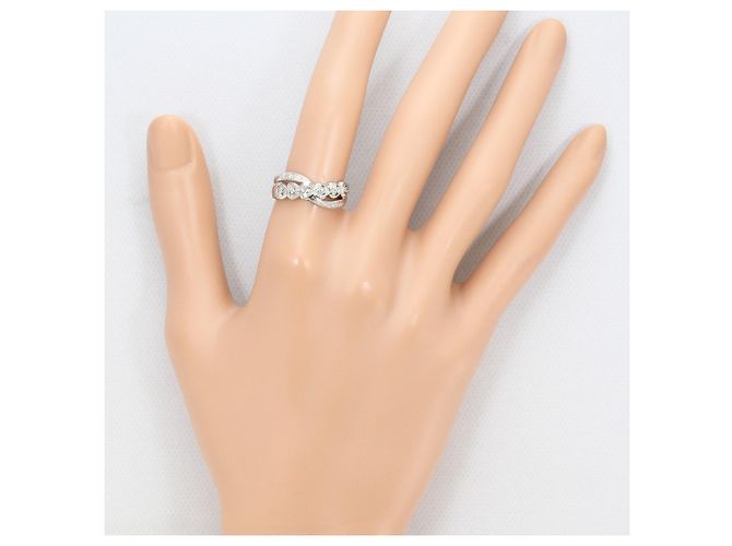 Autre Marque Anillo de banda en oro blanco de 18K con diamante Dorado - vista 7