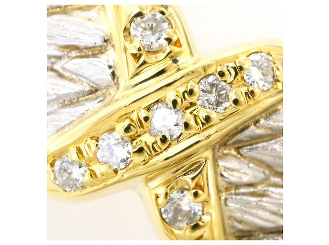 Autre Marque 18K Gelbgold- und Platin-Ring mit Diamant Golden - Ansicht 2