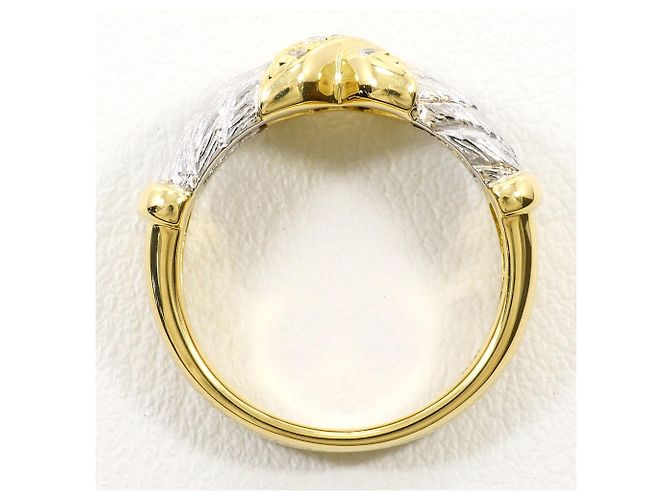 Autre Marque 18K Gelbgold- und Platin-Ring mit Diamant Golden - Ansicht 3