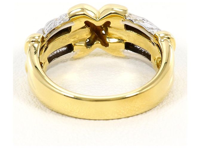 Autre Marque 18K Gelbgold- und Platin-Ring mit Diamant Golden - Ansicht 4