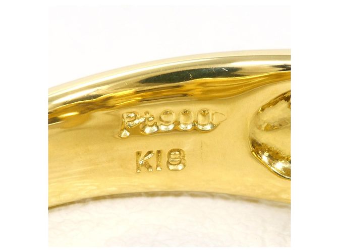 Autre Marque 18K Gelbgold- und Platin-Ring mit Diamant Golden - Ansicht 6