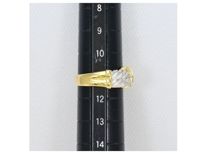 Autre Marque 18K Gelbgold- und Platin-Ring mit Diamant Golden - Ansicht 8