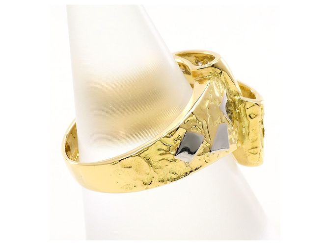 Autre Marque Anel de banda de diamante em ouro amarelo 18K e platina Dourado - vista 3