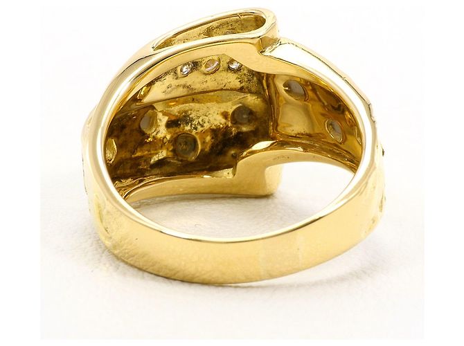 Autre Marque Anel de banda de diamante em ouro amarelo 18K e platina Dourado - vista 4