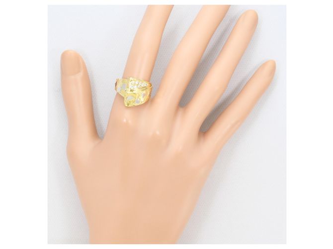 Autre Marque Anel de banda de diamante em ouro amarelo 18K e platina Dourado - vista 7