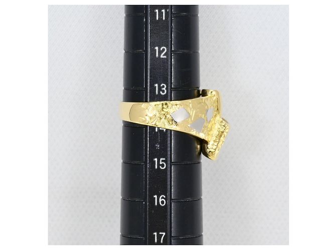 Autre Marque Anel de banda de diamante em ouro amarelo 18K e platina Dourado - vista 8