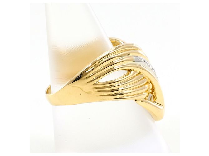 Autre Marque PT900 Platin- und 18K Gelbgold-Ring mit Diamant Golden - Ansicht 3